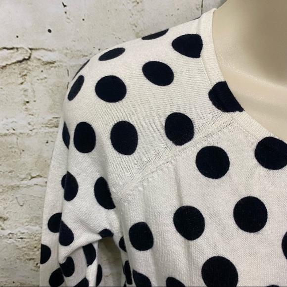 Ann Taylor Cream Black Polka Dot Cardigan Sweater - Picture 2 of 5